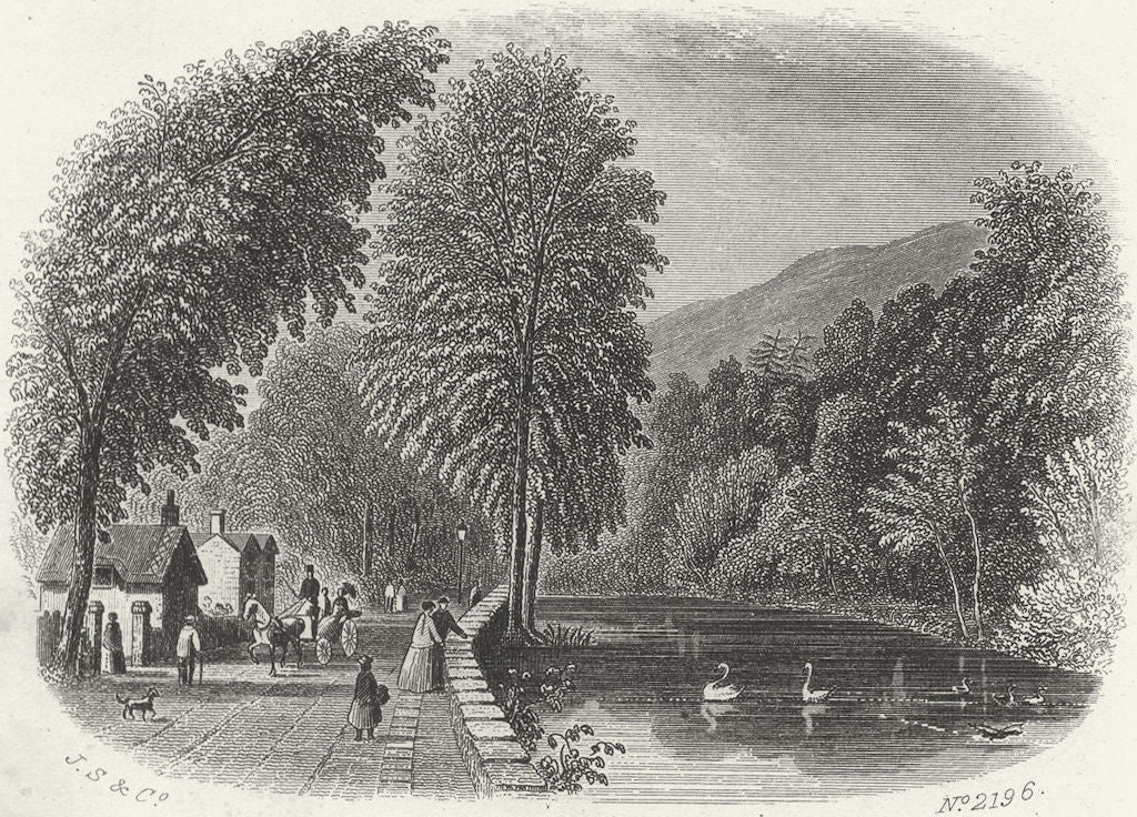 IOW. Bonchurch Pond, Isle of Wight c1850 old antique vintage print picture